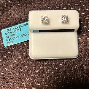 5mm Sterling Silver .85ct Moissanite Stud Earrings Screwbacks